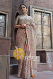 Pink heavy embroidered net party wear saree