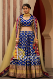 Royal blue heavy bordered banarasi lehenga choli set