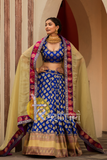 Royal blue heavy bordered banarasi lehenga choli set