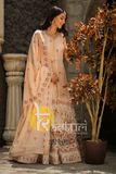 Beige color heavy embroidered georgette lehenga choli set