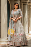 Grey color heavy embroidered georgette lehenga choli set