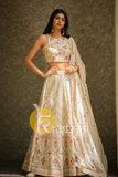 Cream color heavy embroidered georgette lehenga choli set