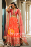 Peach heavy embroidered bridal lehenga choli set