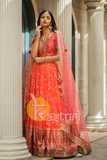 Peach heavy embroidered bridal lehenga choli set