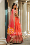 Peach heavy embroidered bridal lehenga choli set