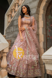 Lavender heavy sequins embroidered georgette lehenga choli set