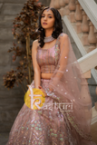 Lavender heavy sequins embroidered georgette lehenga choli set