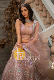 Lavender heavy sequins embroidered georgette lehenga choli set