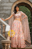 Pink heavy embroidered georgette lehenga choli set