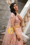 Pink heavy embroidered georgette lehenga choli set