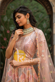 Pink heavy embroidered georgette lehenga choli set