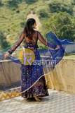 Navy blue embroidered georgette lehenga choli set