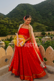 Red zari weaving silk lehenga choli set