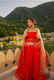 Red zari weaving silk lehenga choli set