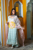 Firozi and pink sequence embroidery georgette kurta and palazzo set