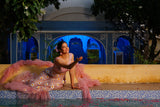 Pink sequence work embroidered net lehenga choli set