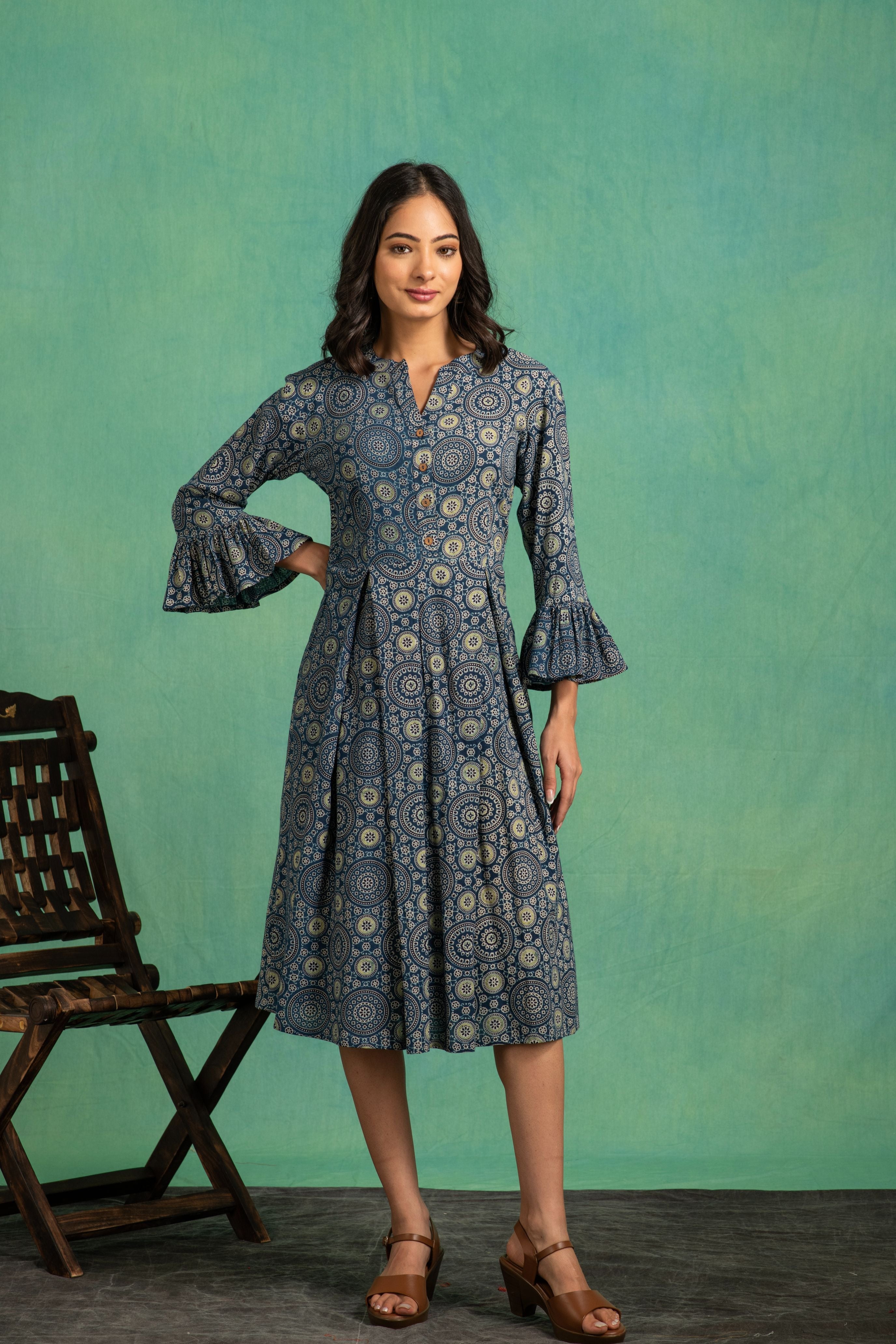 Ajrakh Handblock Pure Cotton One Piece Dress