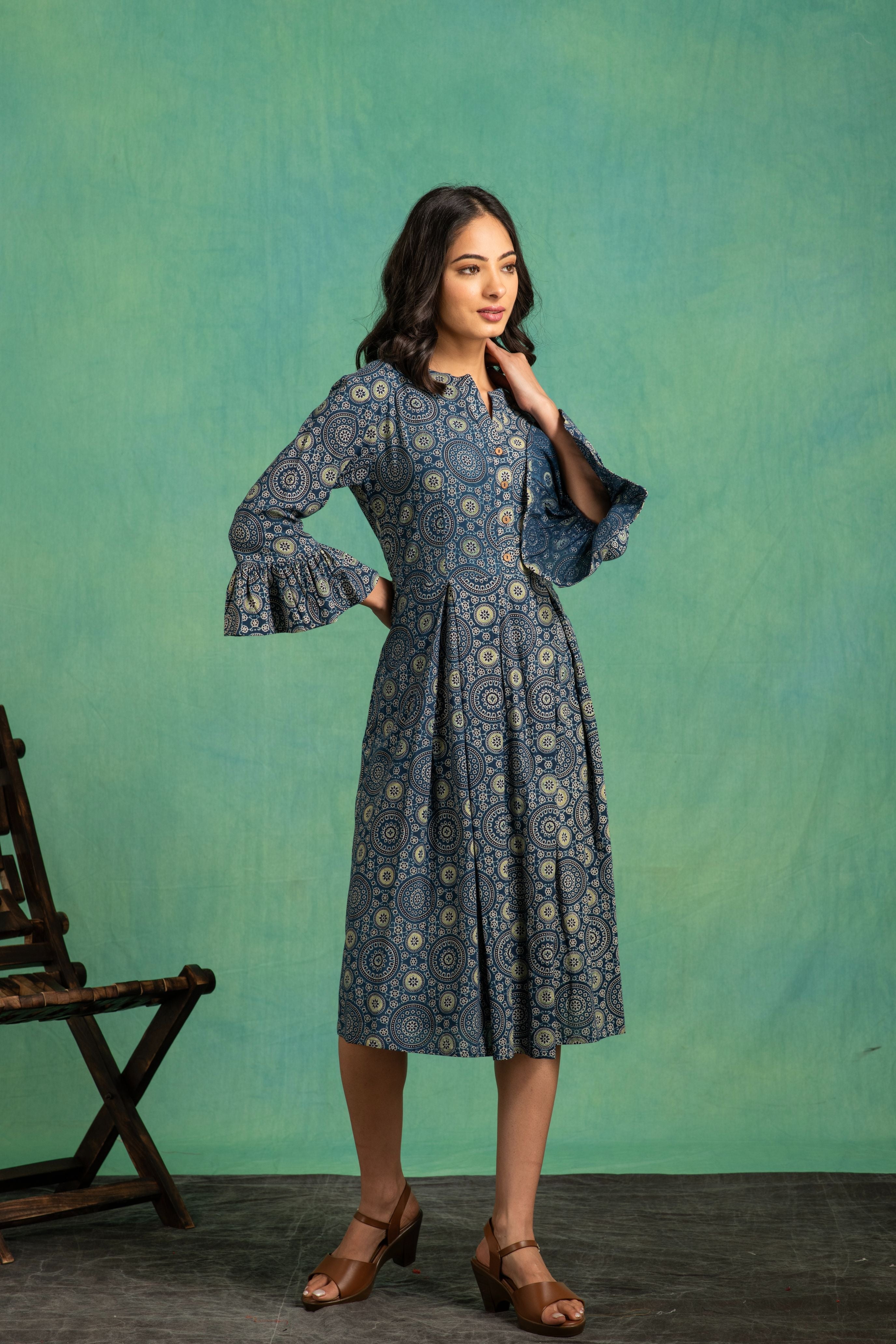 Ajrakh Handblock Pure Cotton One Piece Dress