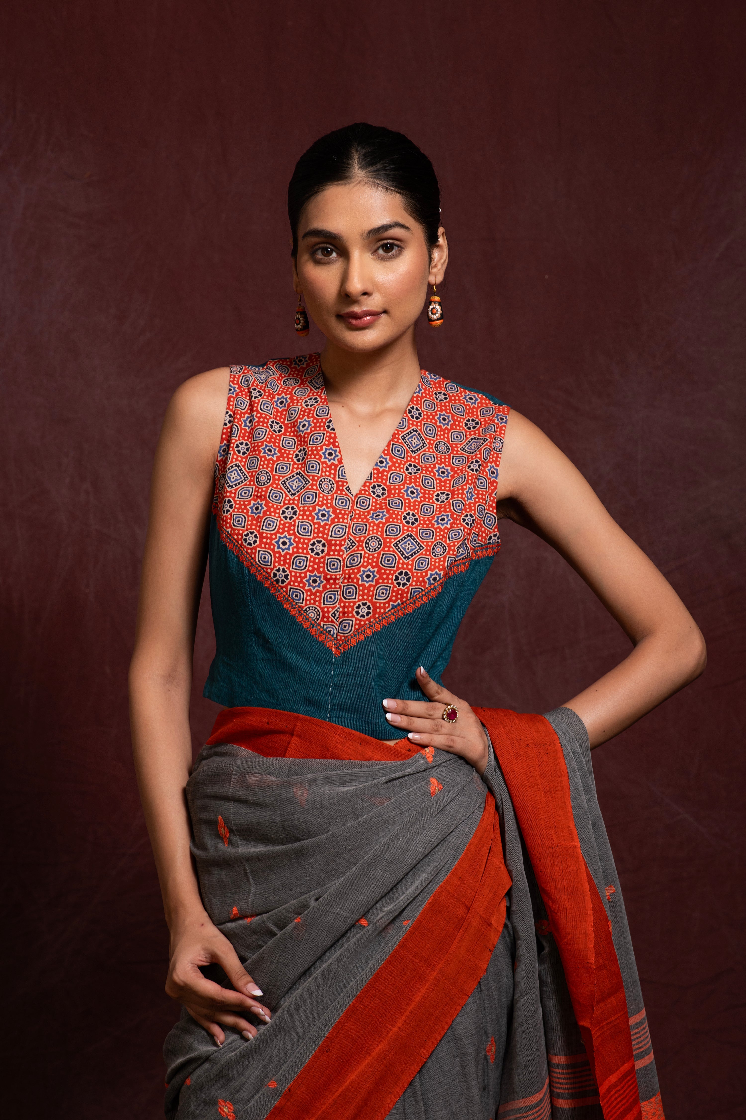 VERSATILE COTTON BLOUSE WITH MIX OF PRINTS AND PATTERNS