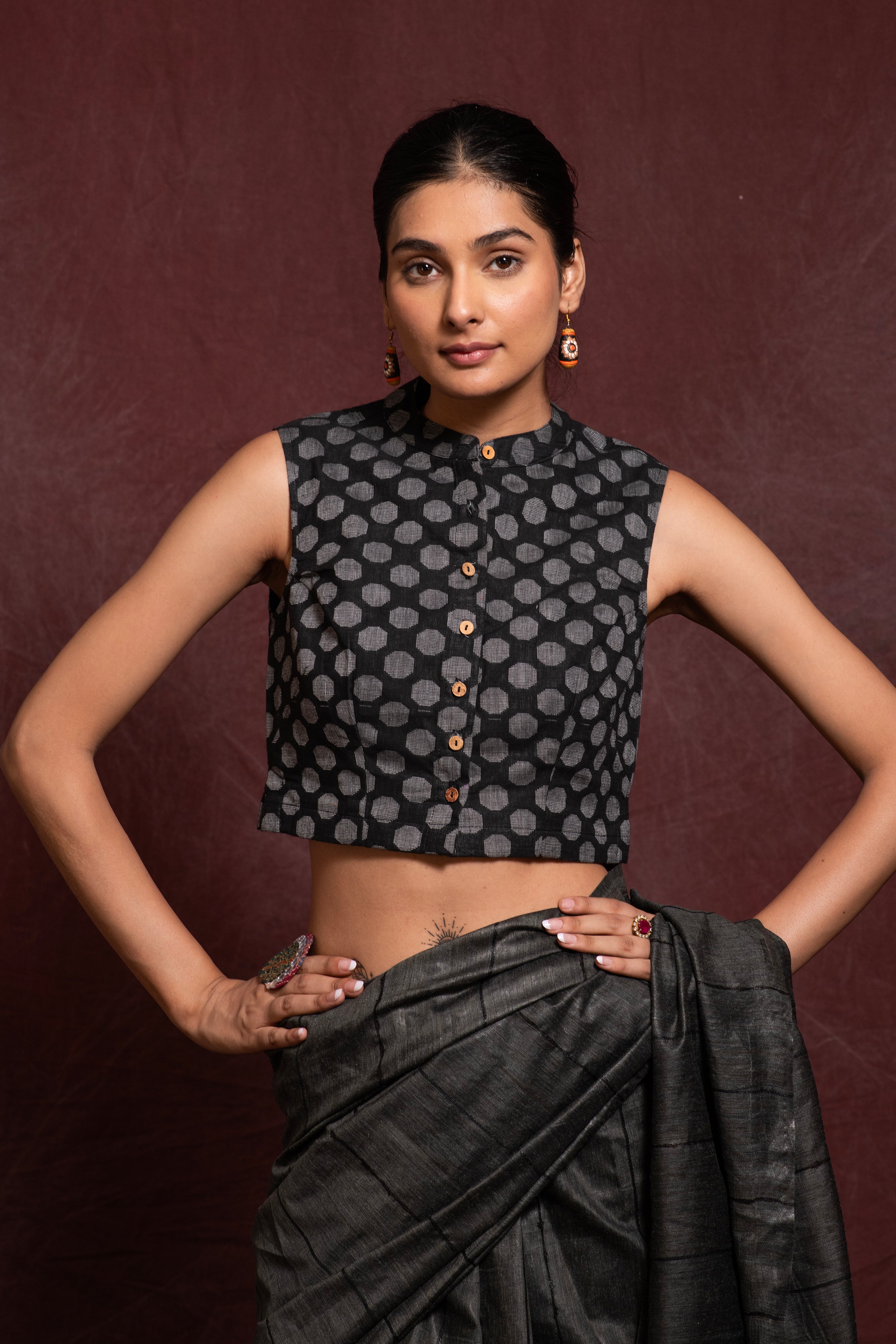 VERSATILE COTTON BLOUSE WITH MIX OF PRINTS AND PATTERNS