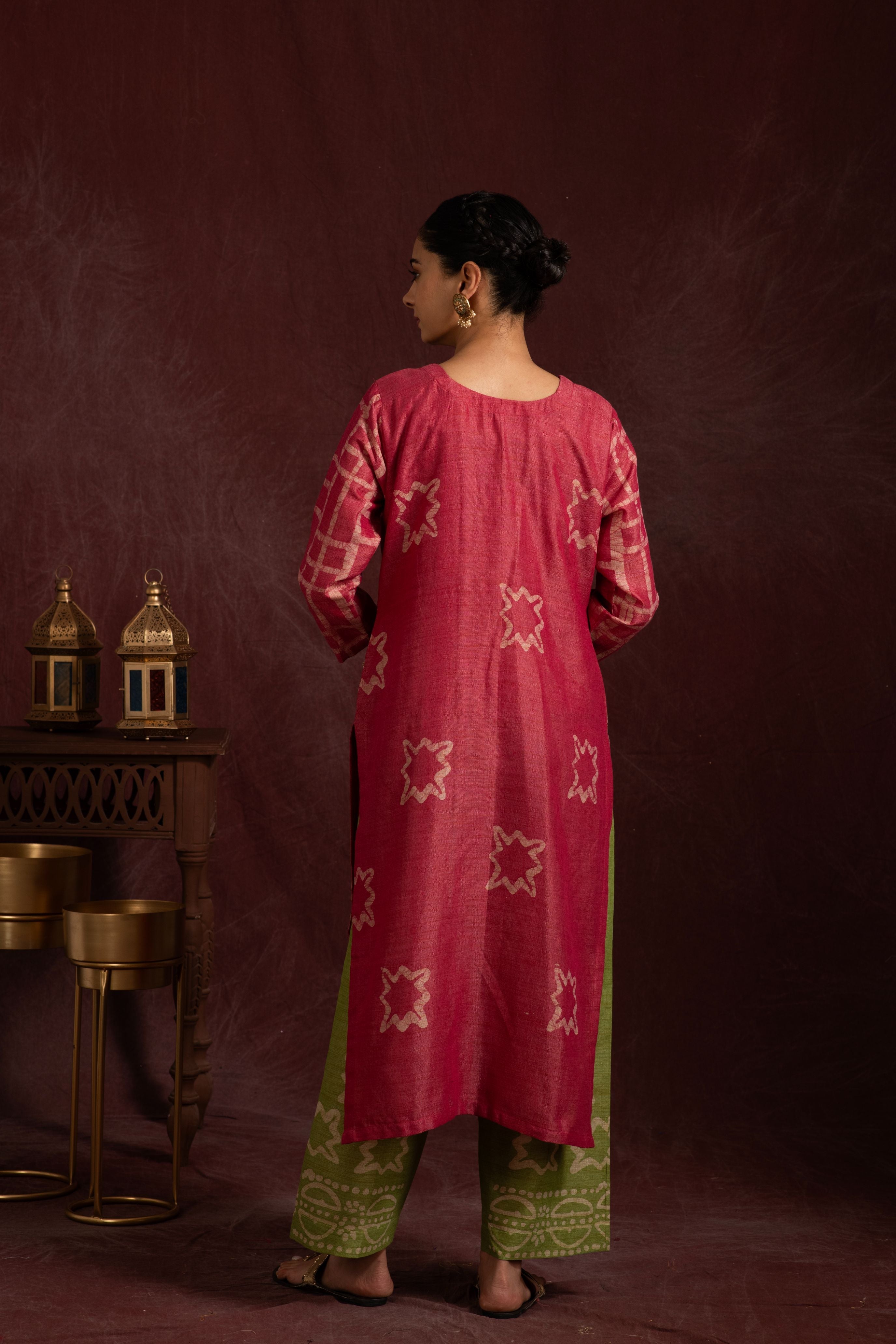 Bhagalpuri Fabric Three piece Dupatta Suit in Embroidered Angrakha Pattern BK1