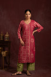 Bhagalpuri Fabric Three piece Dupatta Suit in Embroidered Angrakha Pattern BK1