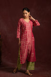 Bhagalpuri Fabric Three piece Dupatta Suit in Embroidered Angrakha Pattern BK1
