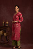 Bhagalpuri Fabric Three piece Dupatta Suit in Embroidered Angrakha Pattern BK1
