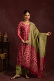 Bhagalpuri Fabric Three piece Dupatta Suit in Embroidered Angrakha Pattern BK1