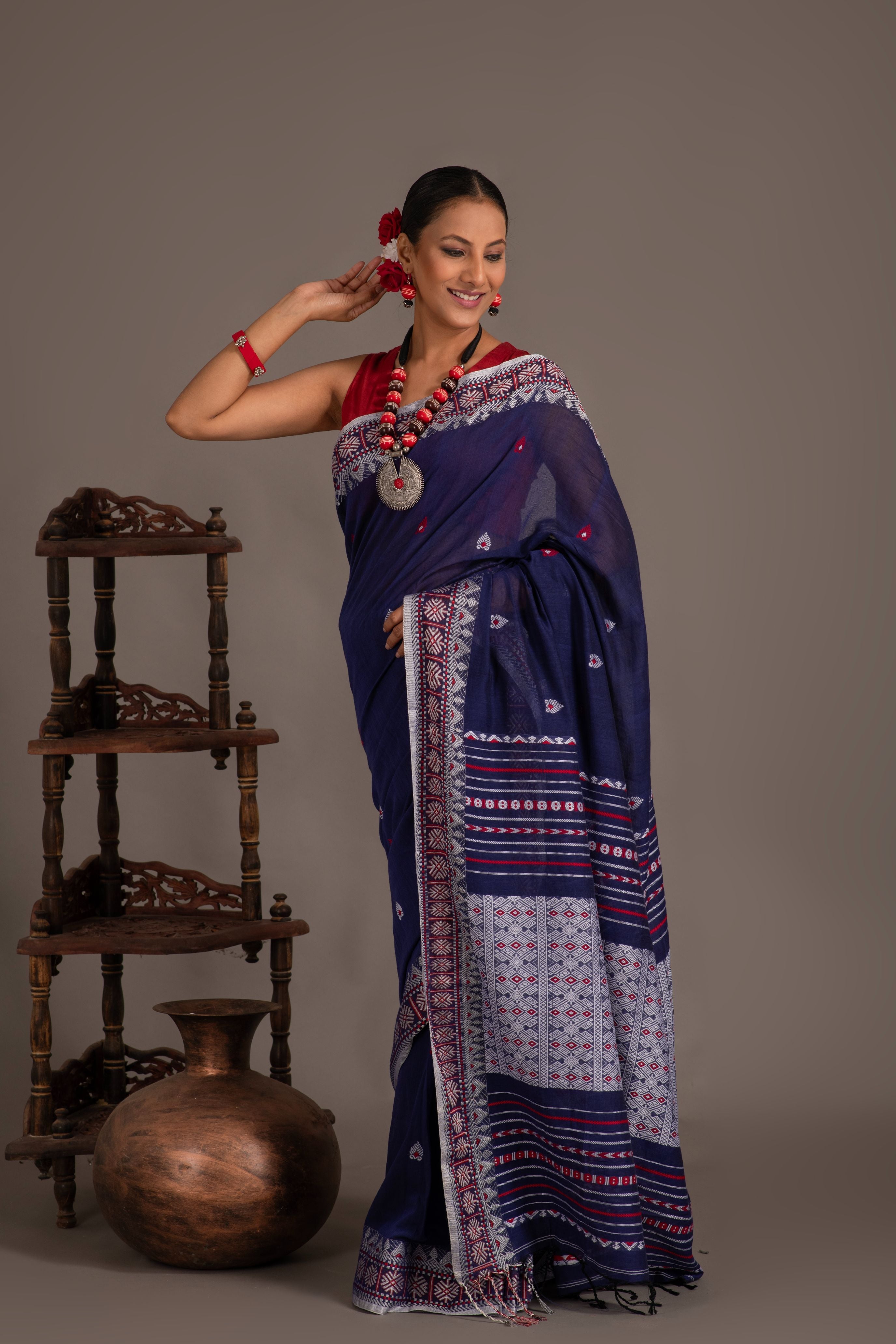 Assam khadi  weave handloom sarees with blouse