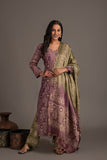 Bhagalpuri Fabric Three Piece Dupatta Suit in Embroidered Angrakha Pattern BK4