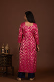 Banarasi weave kurta and dupatta with solid colour bottom