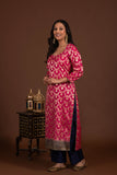 Banarasi weave kurta and dupatta with solid colour bottom