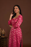 Banarasi weave kurta and dupatta with solid colour bottom