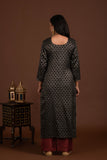 Banarasi weave kurta and dupatta with solid colour bottom