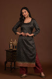 Banarasi weave kurta and dupatta with solid colour bottom