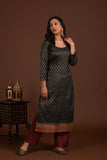 Banarasi weave kurta and dupatta with solid colour bottom