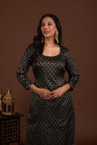 Banarasi weave kurta and dupatta with solid colour bottom