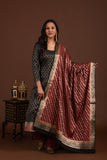 Banarasi weave kurta and dupatta with solid colour bottom
