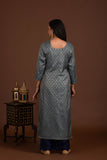 Banarasi weave kurta and dupatta with solid colour bottom