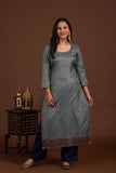 Banarasi weave kurta and dupatta with solid colour bottom