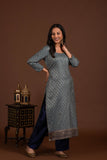 Banarasi weave kurta and dupatta with solid colour bottom