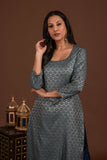 Banarasi weave kurta and dupatta with solid colour bottom