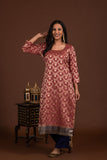 Banarasi weave kurta and dupatta with solid colour bottom