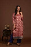 Banarasi weave kurta and dupatta with solid colour bottom
