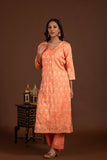Banarasi weave kurta and dupatta with solid colour bottom