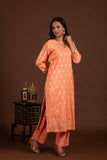 Banarasi weave kurta and dupatta with solid colour bottom
