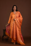 Banarasi weave kurta and dupatta with solid colour bottom