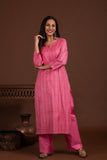 Bhagalpuri katan three piece dupatta suit with embroidered neckline. K25