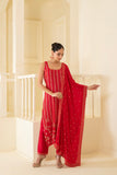 Elegant embroidered suit set with embroidered dupatta